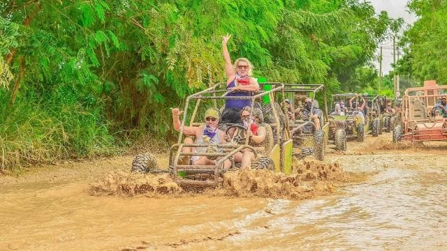 From Bavaro: Buggy Tour 44 to Macao Beach and Cenote