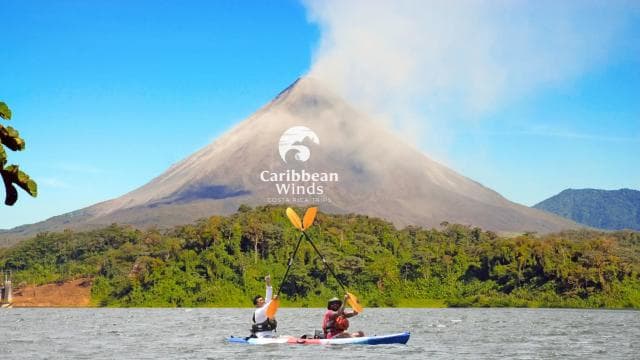Enjoy the best Volcano view at our Kayak tour on Lake Arenal