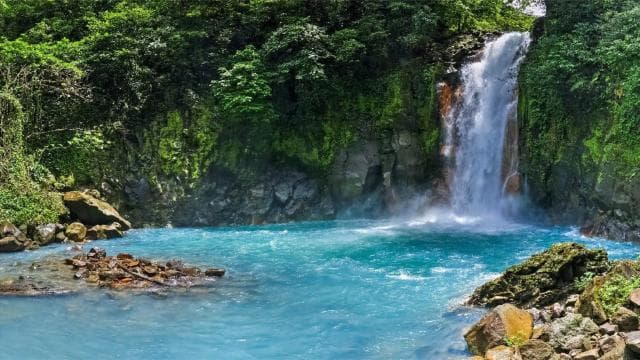 Rio Celeste Waterfall in Tenorio Volcano National Park