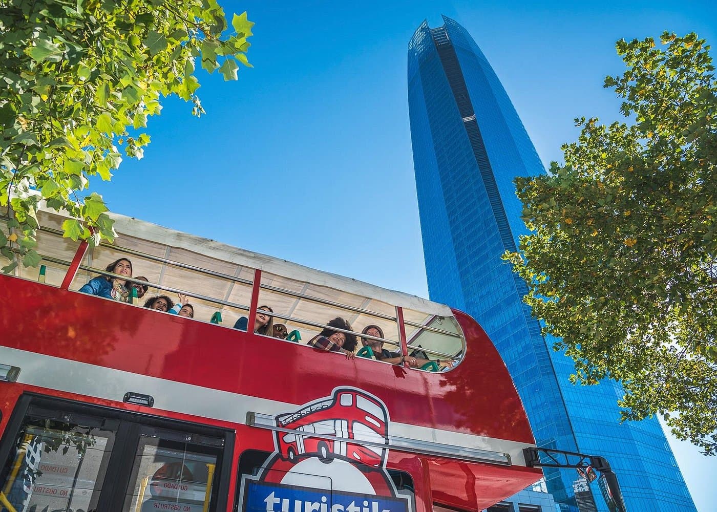 Tourist bus around Santiago for a day