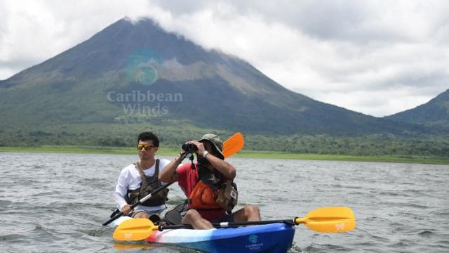Enjoy the best Volcano view at our Kayak tour on Lake Arenal